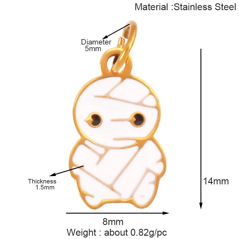 316 Stainless Steel Carnival Halloween Scream Ghost Skeleton Mask Charm Pendant,18K Gold Plated Jewelry Necklace Supplies K38