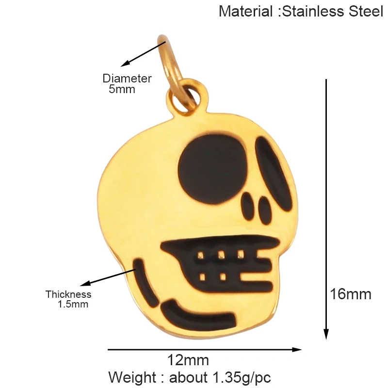 316 Stainless Steel Carnival Halloween Scream Ghost Skeleton Mask Charm Pendant,18K Gold Plated Jewelry Necklace Supplies K38