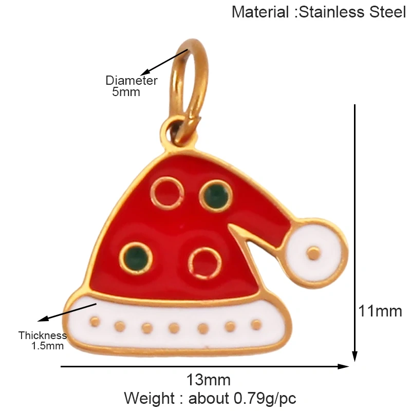 316 Stainless Steel Christmas Gift Trees Deer Snowman Santa hat Charm Pendant,Real 18K Gold Plated Jewelry Necklace Supply K52