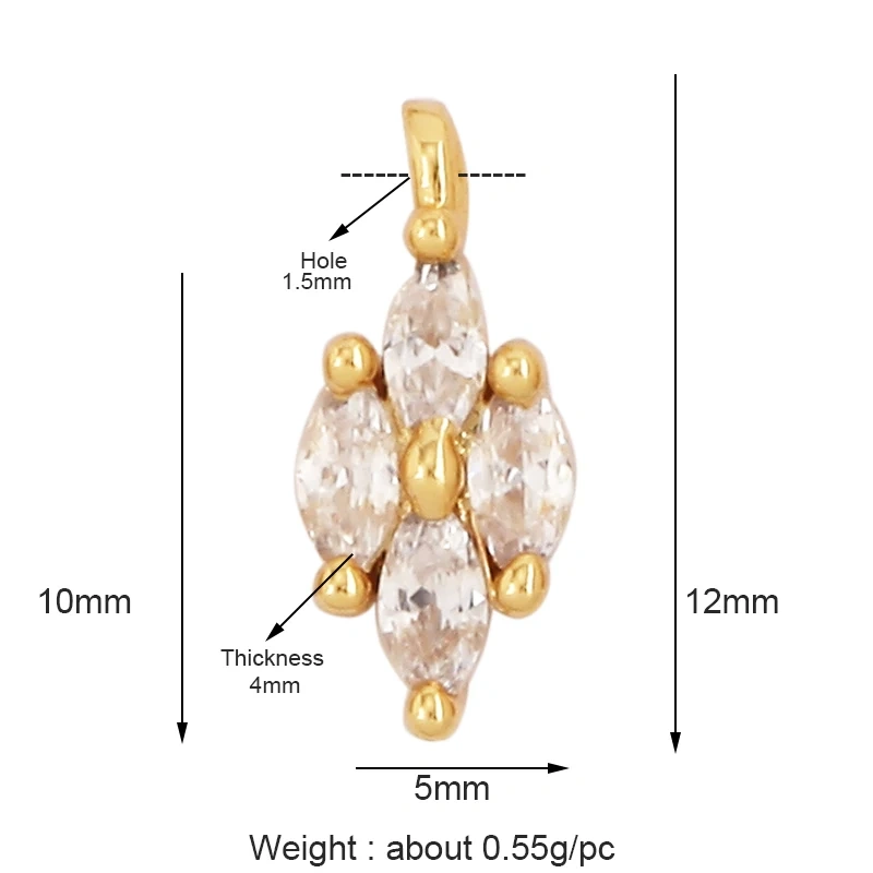 Cute Mini Flower Water Drop Round Star Geometry Shape Charm Pendant,Cubic Zirconia Paved,Jewelry Necklace Bracelet Supplies N33
