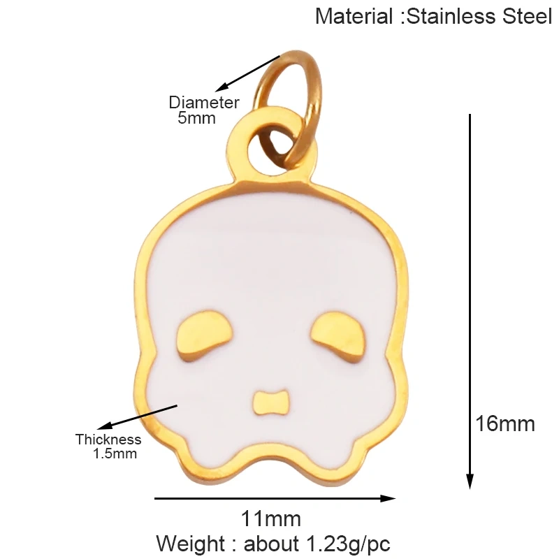 316 Stainless Steel Carnival Halloween Scream Ghost Skeleton Mask Charm Pendant,18K Gold Plated Jewelry Necklace Supplies K38