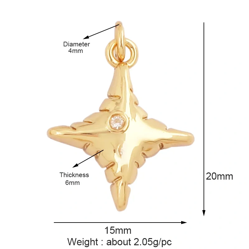 Cute Mini Flower Water Drop Round Star Geometry Shape Charm Pendant,Cubic Zirconia Paved,Jewelry Necklace Bracelet Supplies N33