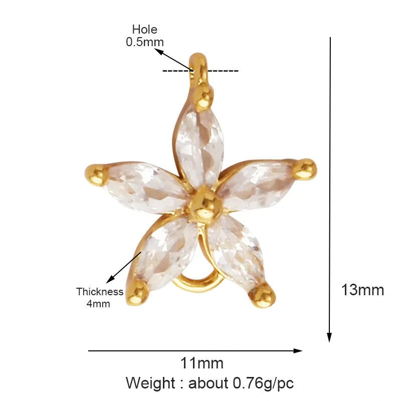 Cute Mini Flower Water Drop Round Star Geometry Shape Charm Pendant,Cubic Zirconia Paved,Jewelry Necklace Bracelet Supplies M33