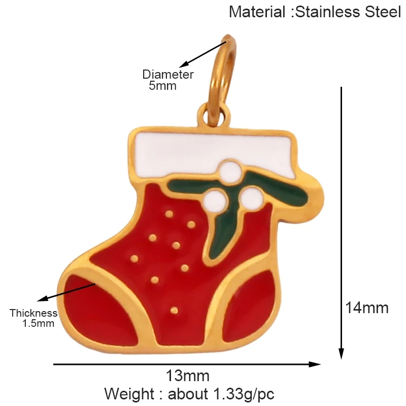 316 Stainless Steel Christmas Gift Trees Deer Snowman Santa hat Charm Pendant,Real 18K Gold Plated Jewelry Necklace Supply K52