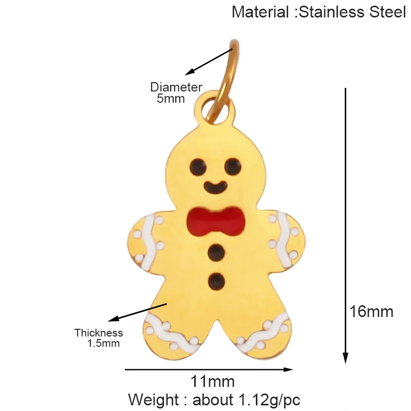 316 Stainless Steel Christmas Gift Trees Deer Snowman Santa hat Charm Pendant,Real 18K Gold Plated Jewelry Necklace Supply K52