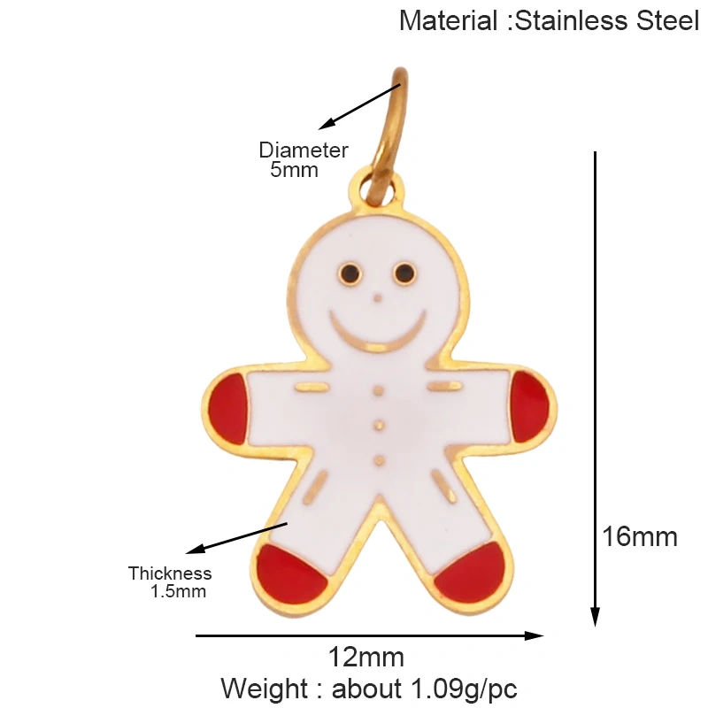 316 Stainless Steel Christmas Gift Trees Deer Snowman Santa hat Charm Pendant,Real 18K Gold Plated Jewelry Necklace Supply K52
