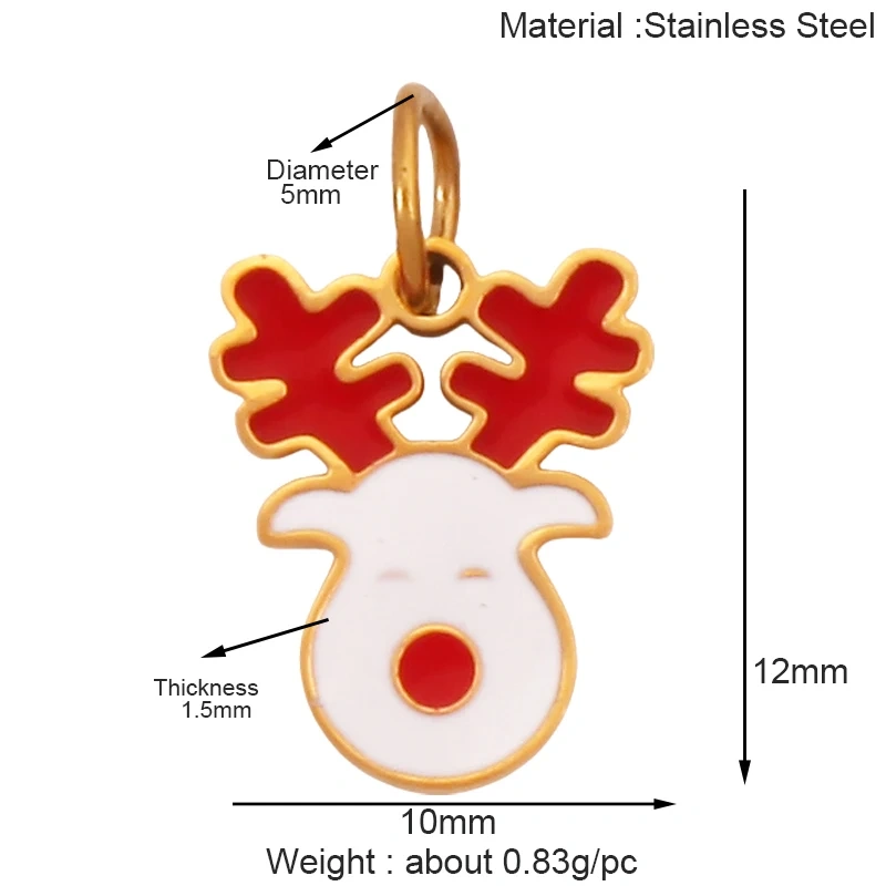 316 Stainless Steel Christmas Gift Trees Deer Snowman Santa hat Charm Pendant,Real 18K Gold Plated Jewelry Necklace Supply K52