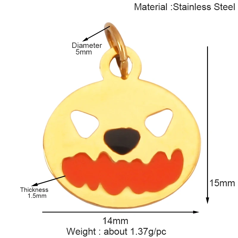 316 Stainless Steel Carnival Halloween Scream Ghost Skeleton Mask Charm Pendant,18K Gold Plated Jewelry Necklace Supplies K38