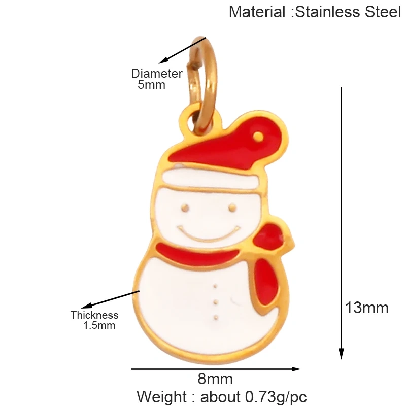 316 Stainless Steel Christmas Gift Trees Deer Snowman Santa hat Charm Pendant,Real 18K Gold Plated Jewelry Necklace Supply K52