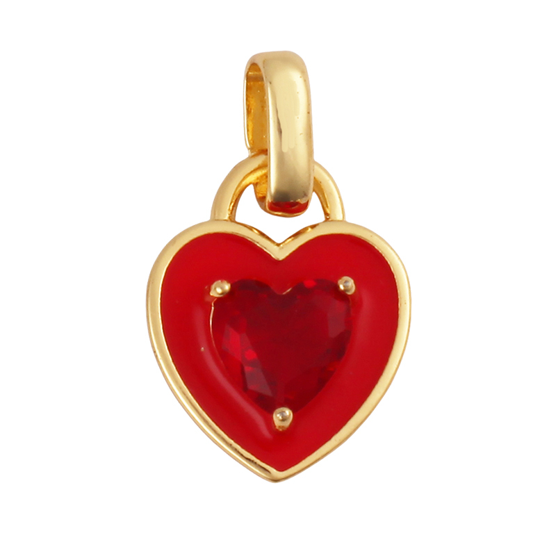 Fashion Colourful Heart Shape Charm Pendant,Classics Love Heart Cubic Zirconia Real 18K Gold Plated Craft Jewelry Supplies K66
