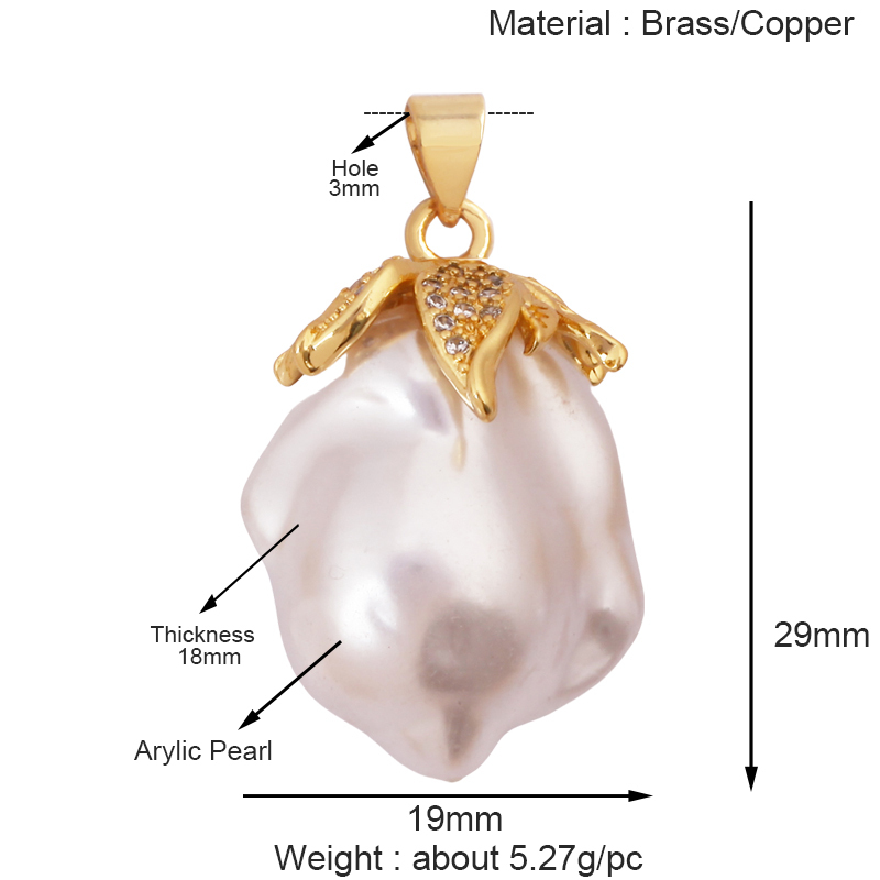 Sweet Rainbow Sun Rose Flower Four Leaf Clover Charm Pendant,Real 18k Gold Shell Zircon Jewelry Findings Necklace Supplies K41