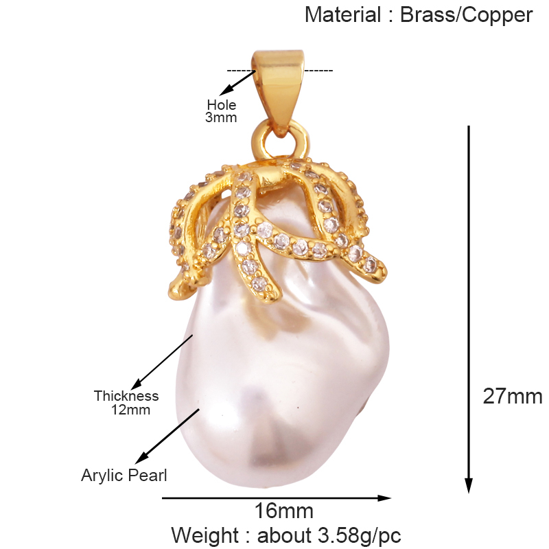 Sweet Rainbow Sun Rose Flower Four Leaf Clover Charm Pendant,Real 18k Gold Shell Zircon Jewelry Findings Necklace Supplies K41