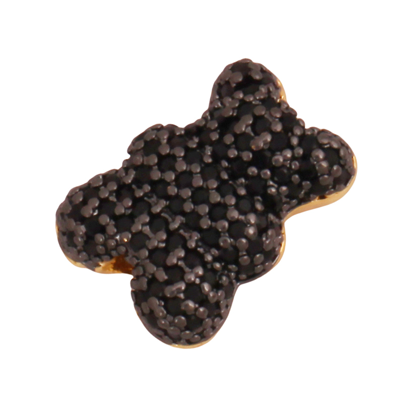 Cute Bear Animal 18K Gold Plated Brass Space Beads,Micro Pave Cubic Zirconia for Men Bracelet Necklace Charm Jewelry Supply M64