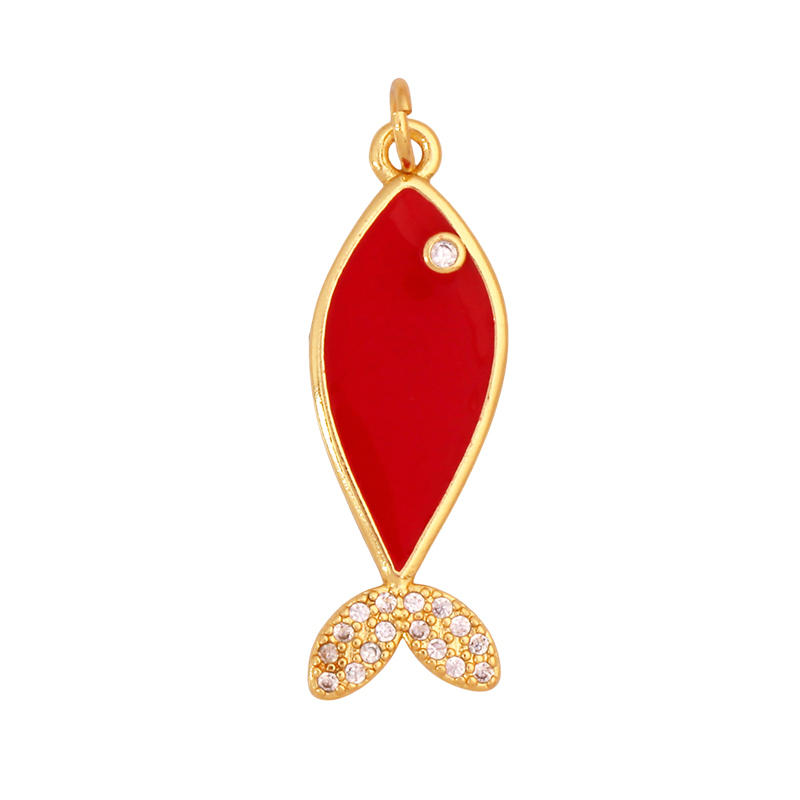 Marine Organism Fish Sea Conch Horse Shell Starfish Crab Fishbone Charm Pendant,Gold Plated Zircon Jewelry Finding Supplies K73