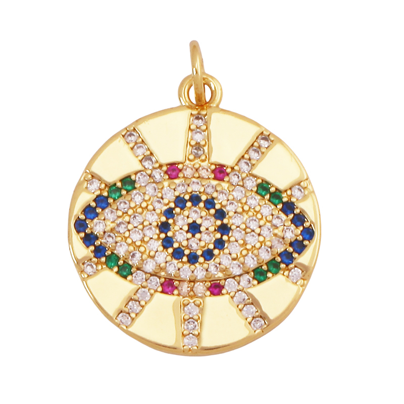 Apollo Sun-god Moon Evil Eye Wing Coin Charm Pendant,Mat 18K Gold Colour Plated ,Craft Jewelry Necklace WholeSale Supplies L13