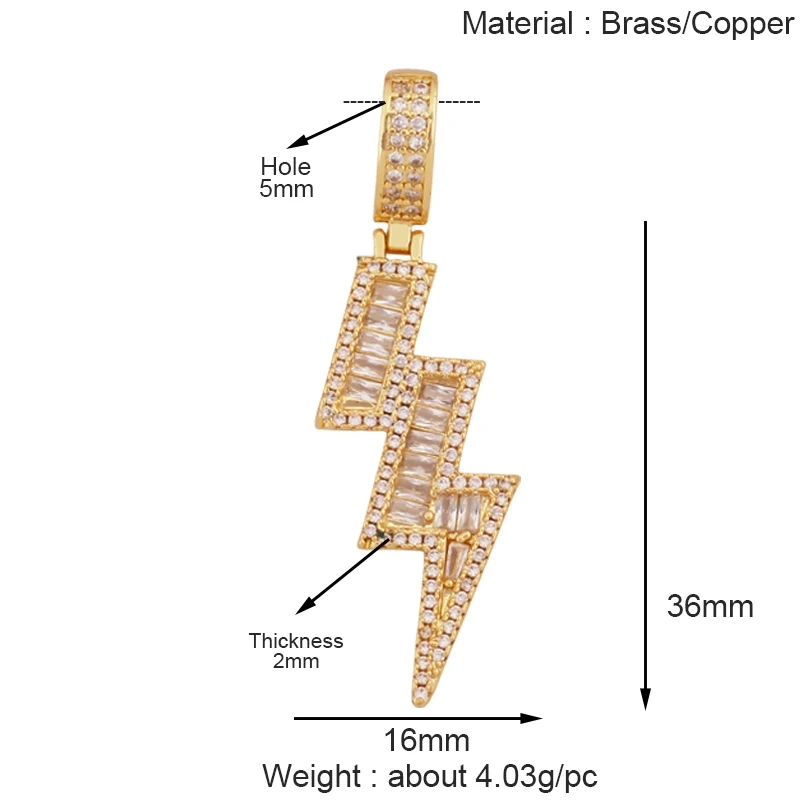 Trendy Lightning Star Pattern Geometry Charm Pendant,Real 18K Gold Plated Zircon Jewelry Necklace Accessories Supplies S09