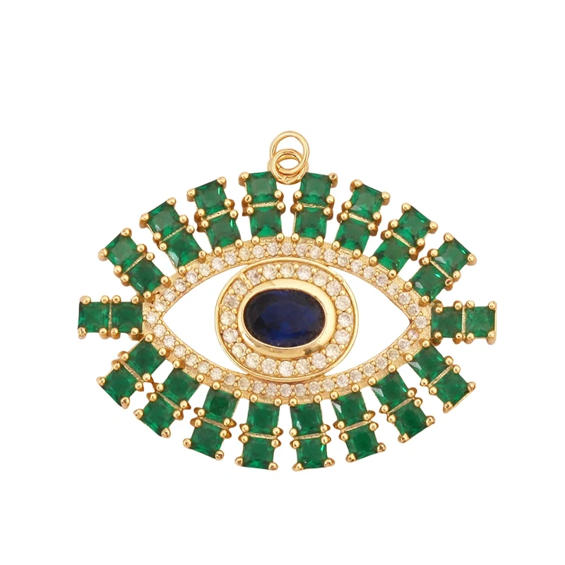 Trendy Colorful Evil Eye Pearl Shell Charm Pendant,Real 18K Gold Plated Cubic Zirconia Jewelry Necklace Bracelet Supplies K75