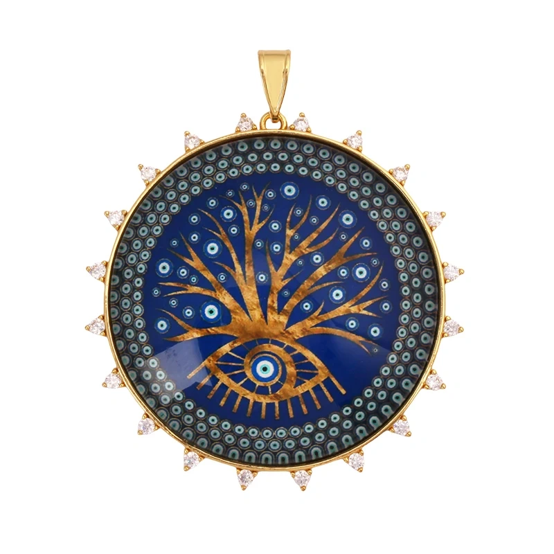 Jumbo Holy Religious Jesus Virgin Mary Evil Eye Hand Charm Pendant,Real 18K Gold Plated Jewelry Necklace Bracelet Supplies S16