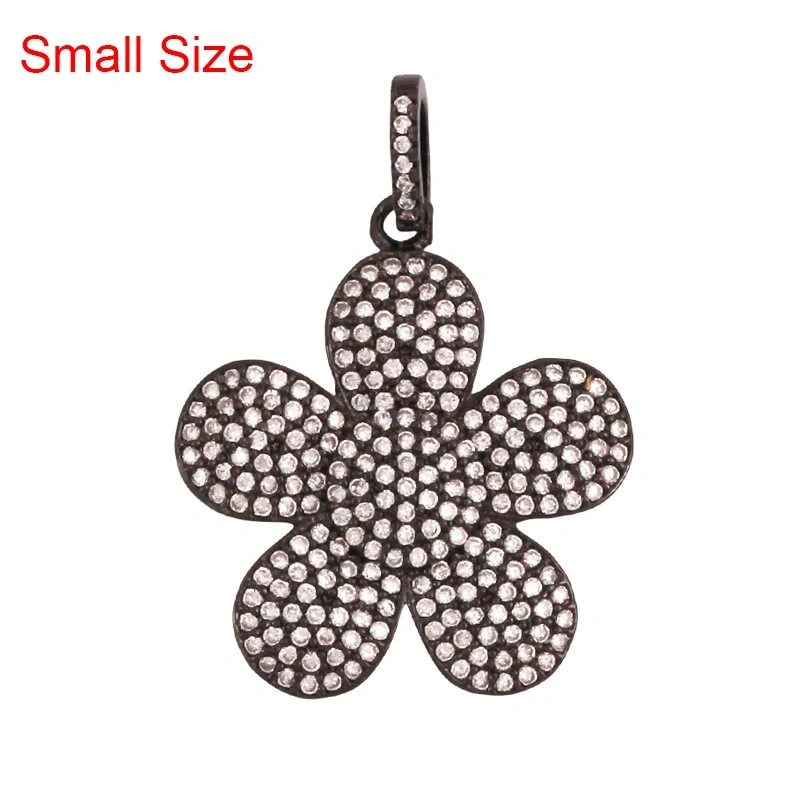 Luxury Classics Clover Leaf Sun Flower Zircon Focal Charm Pendant,Real 18K Gold Plated Jewelry Findings Accessories Supplies S01