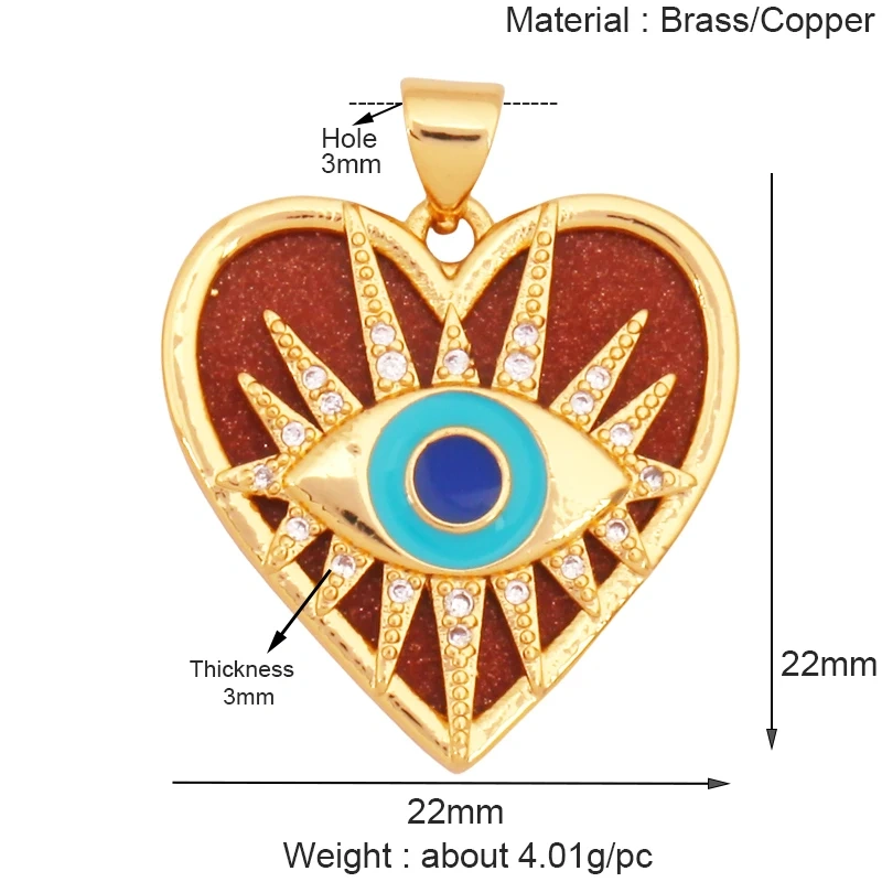 Trendy Colorful Evil Eye Pearl Shell Charm Pendant,Real 18K Gold Plated Cubic Zirconia Jewelry Necklace Bracelet Supplies K75