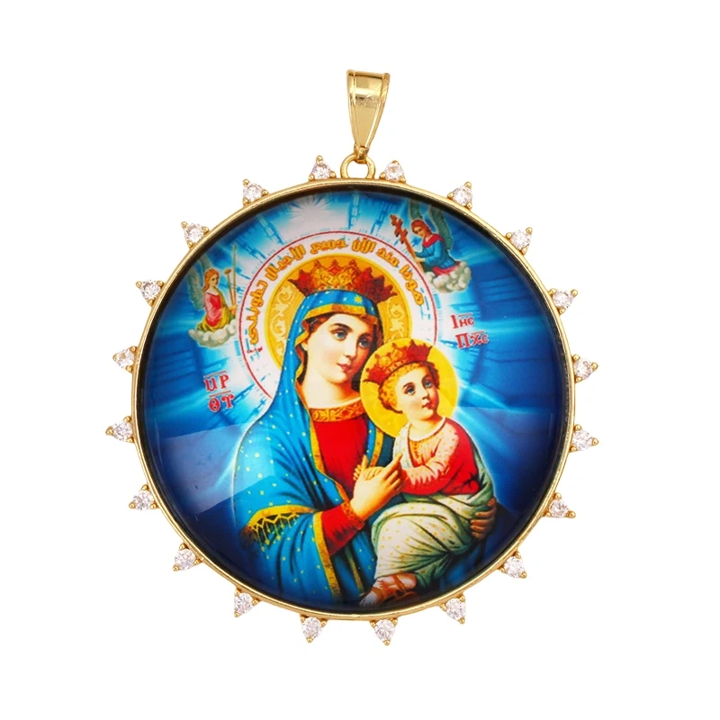 Jumbo Holy Religious Jesus Virgin Mary Evil Eye Hand Charm Pendant,Real 18K Gold Plated Jewelry Necklace Bracelet Supplies S16