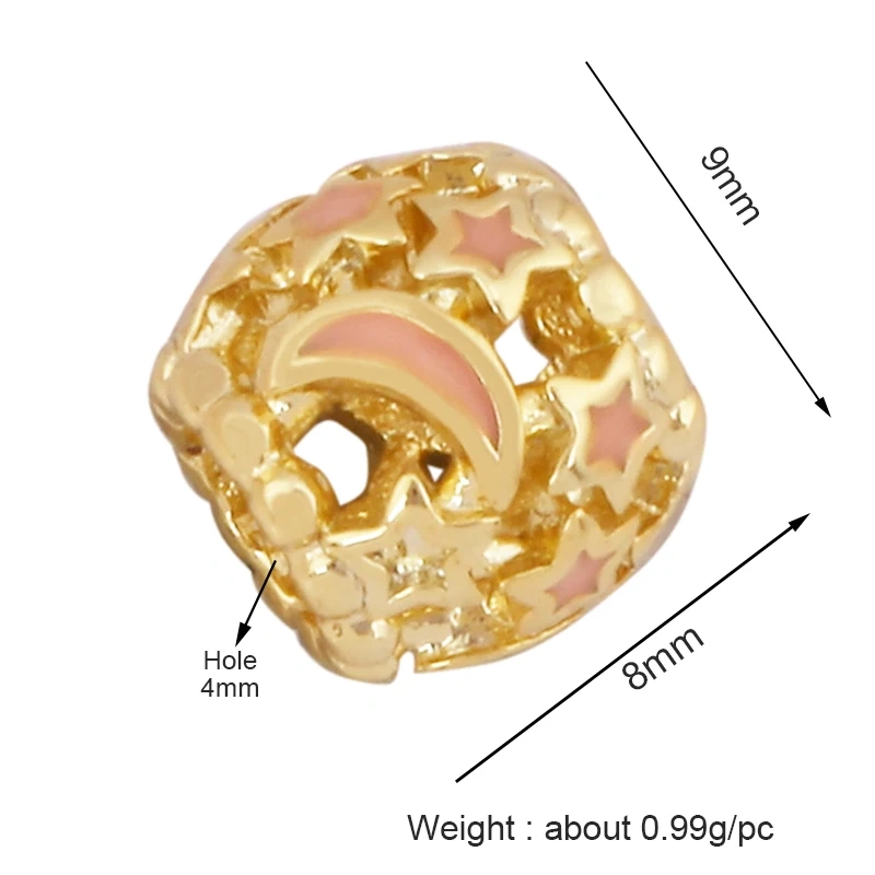 Fashion Delicacy Flowers Heart Round Geometry Shape Star Moon Spacer Beads,Colorful Tube18K Gold Jewelry Making Supplies K82