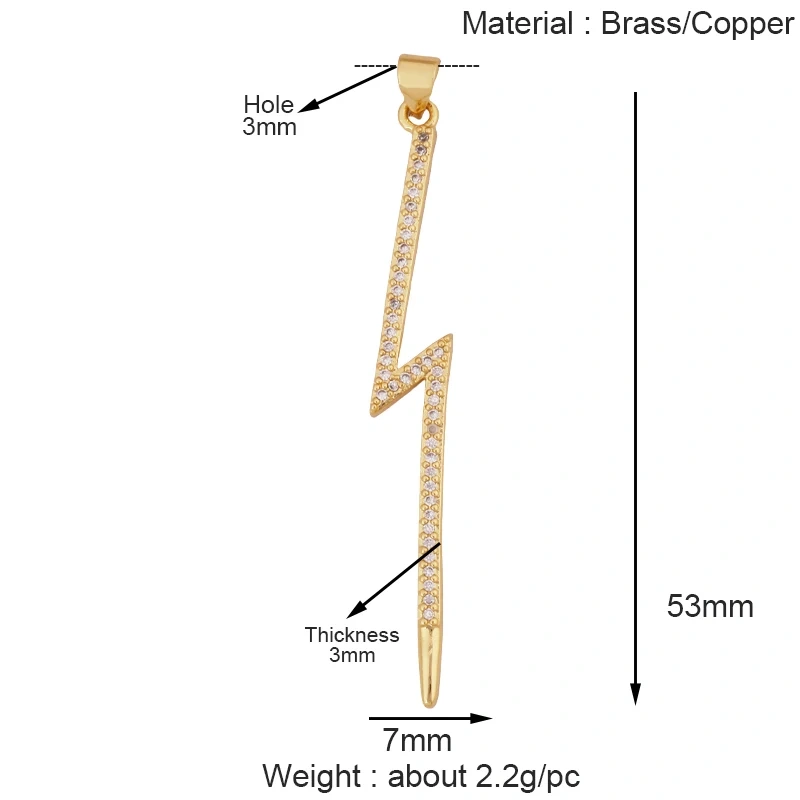 Trendy Lightning Star Pattern Geometry Charm Pendant,Real 18K Gold Plated Zircon Jewelry Necklace Accessories Supplies S09