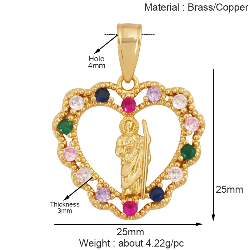 Religious Style Holy Jesus Virgin Mary Charm Geometry Pendant,18K Gold Inlaid Cubic Zirconia Jewelry Necklace Accessories S08