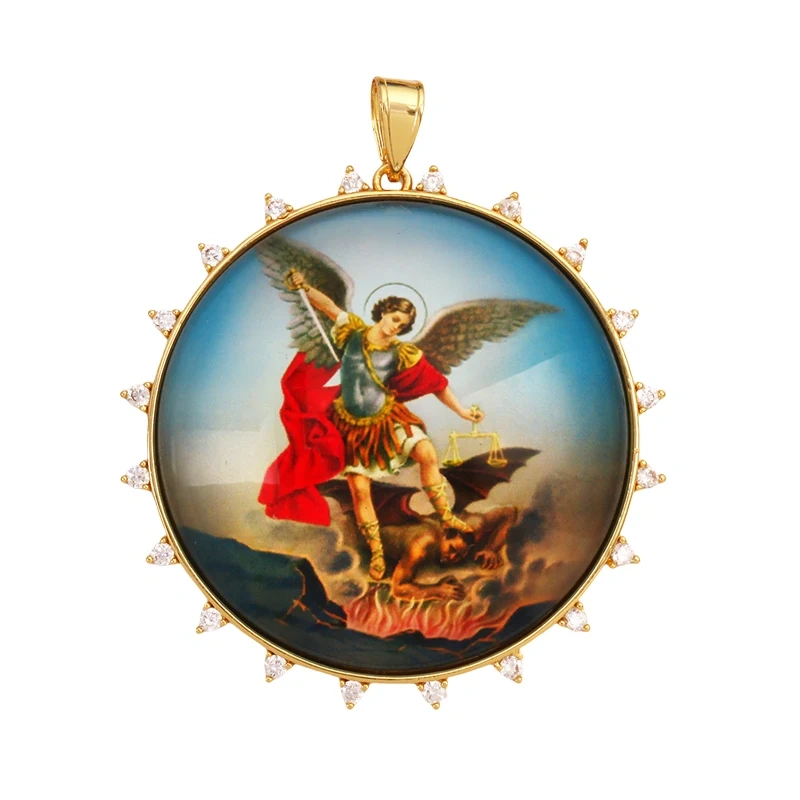 Jumbo Holy Religious Jesus Virgin Mary Evil Eye Hand Charm Pendant,Real 18K Gold Plated Jewelry Necklace Bracelet Supplies S16