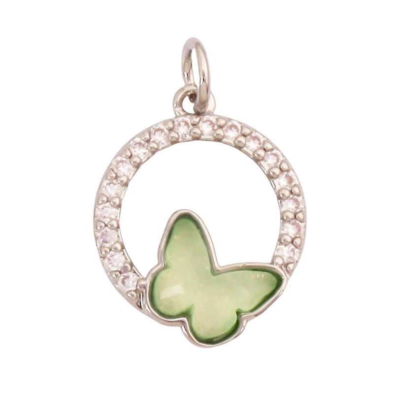 Trendy Crystal Glass Zircon  Butterfly Charm Pendant,Real 18K Gold Plated Necklace Bracelet DIY Craft Jewelry Making Supply S17