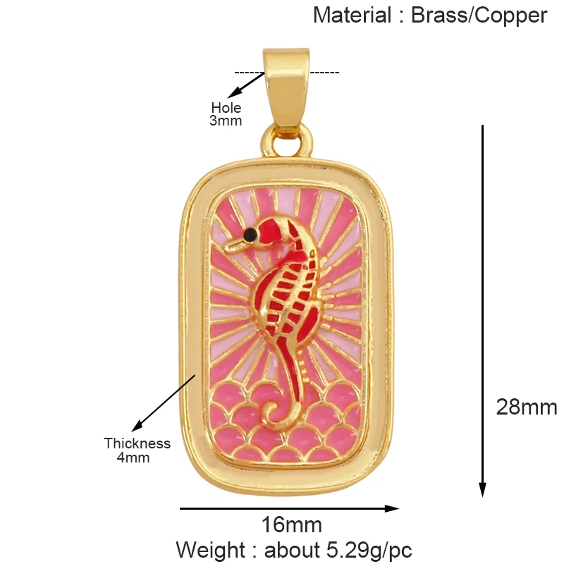 Geometry Enamel Tarot Cards Heart Flower Dolphin Charm Pendant,Real 18K Gold Plated Bracelets Necklaces Jewelry Supplies S11