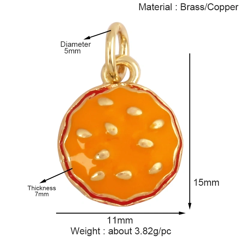 Trendy Croissant Bread Cake Food Charm Pendant,Real 18K Gold Plated Necklace Bracelet Making Jewelry Findings Daily Supplies S14