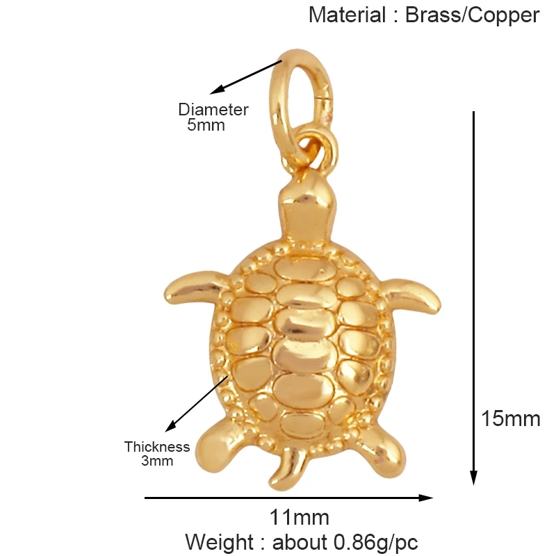 Marine Organism Sea Horse Turtle Fish Conch Shell Starfish Charm Pendant,Real 8K Gold Plated Zircon Jewelry Finding Supplies S05