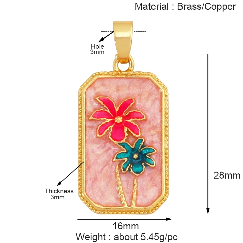 Geometry Enamel Tarot Cards Heart Flower Dolphin Charm Pendant,Real 18K Gold Plated Bracelets Necklaces Jewelry Supplies S11