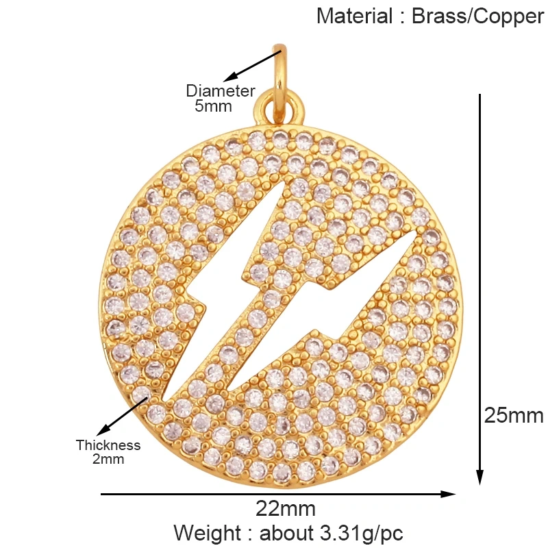 Trendy Lightning Star Pattern Geometry Charm Pendant,Real 18K Gold Plated Zircon Jewelry Necklace Accessories Supplies S09