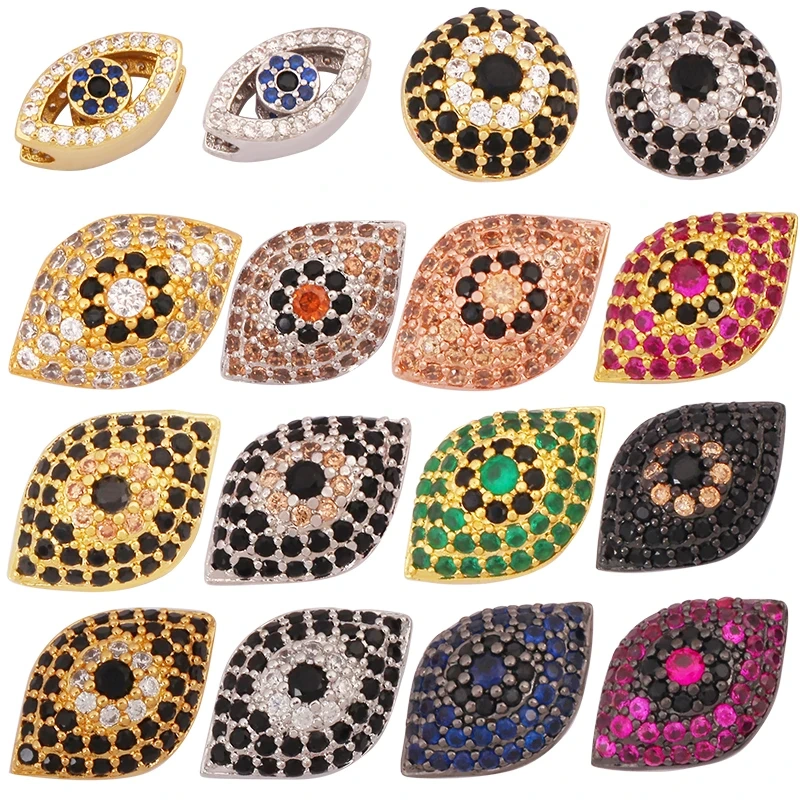 Luxury Pave Micro Zirconia Eye Spherical Geometry Spacor Bead,Real 18K Gold Plated DIY Bracelet Necklace Accessories Supply N15