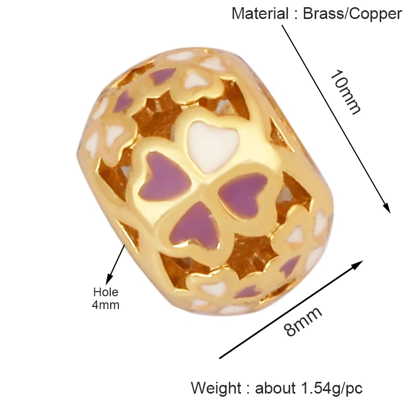 Fashion Delicacy Flowers Heart Round Geometry Shape Star Moon Spacer Beads,Colorful Tube18K Gold Jewelry Making Supplies K82