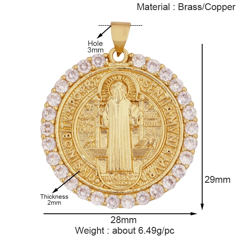 Religious Style Holy Jesus Virgin Mary Charm Geometry Pendant,18K Gold Inlaid Cubic Zirconia Jewelry Necklace Accessories S08