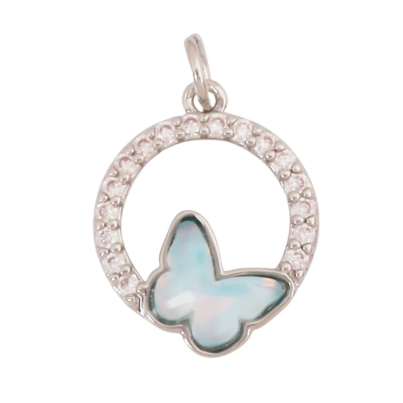 Trendy Crystal Glass Zircon  Butterfly Charm Pendant,Real 18K Gold Plated Necklace Bracelet DIY Craft Jewelry Making Supply S17