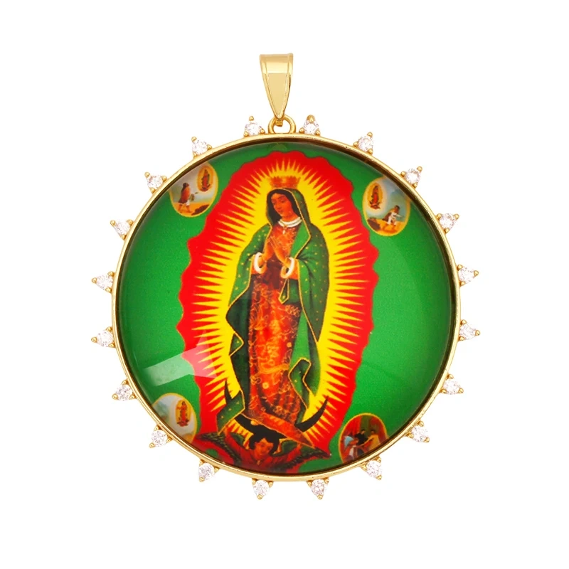 Jumbo Holy Religious Jesus Virgin Mary Evil Eye Hand Charm Pendant,Real 18K Gold Plated Jewelry Necklace Bracelet Supplies S16