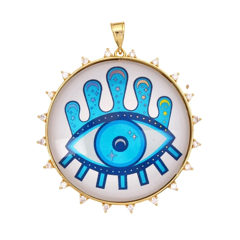 Jumbo Holy Religious Jesus Virgin Mary Evil Eye Hand Charm Pendant,Real 18K Gold Plated Jewelry Necklace Bracelet Supplies S16