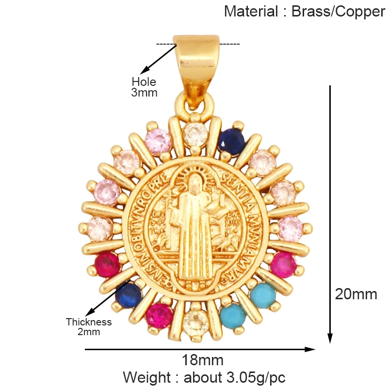 Holy Religious Style Jesus Virgin Mary Charms Pendant,Real 18K Gold Plated Zircon Shell Jewelry Necklace Accessories Supply S15