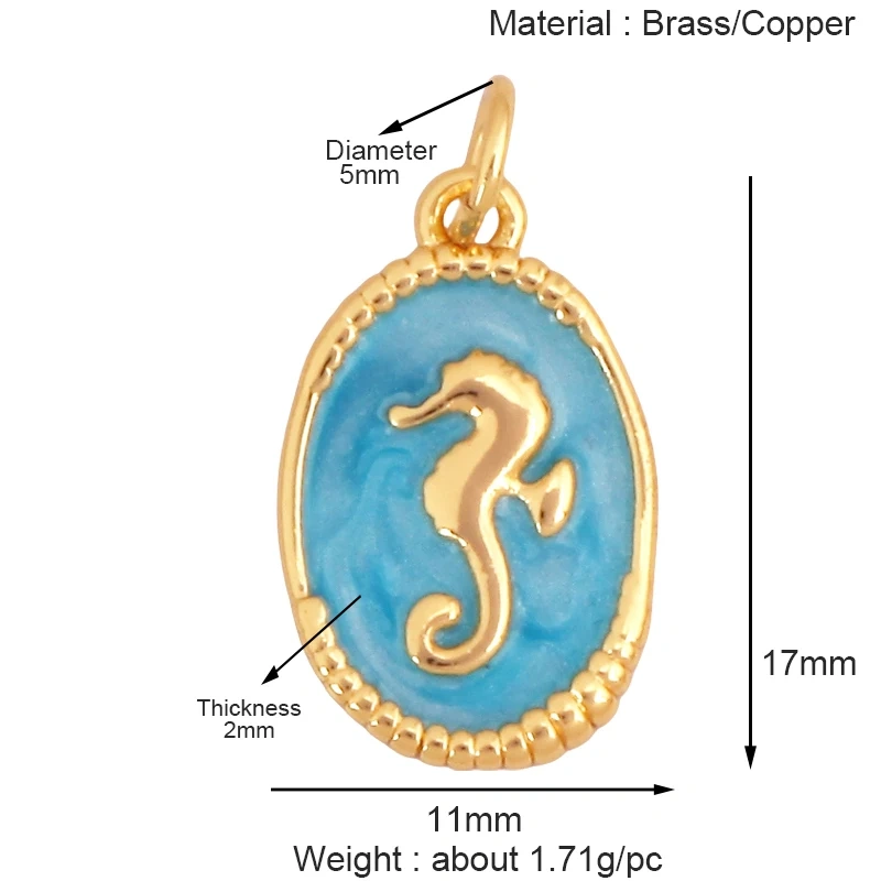 Marine Organism Sea Horse Turtle Fish Conch Shell Starfish Charm Pendant,Real 8K Gold Plated Zircon Jewelry Finding Supplies S05