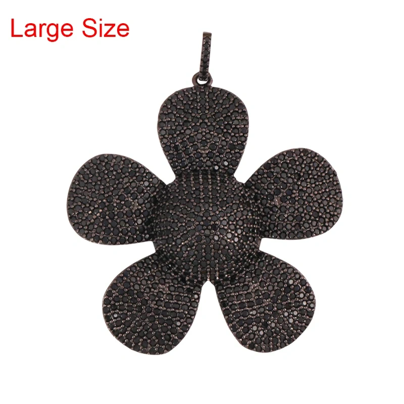Luxury Classics Clover Leaf Sun Flower Zircon Focal Charm Pendant,Real 18K Gold Plated Jewelry Findings Accessories Supplies S01