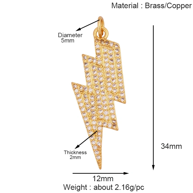 Trendy Lightning Star Pattern Geometry Charm Pendant,Real 18K Gold Plated Zircon Jewelry Necklace Accessories Supplies S09