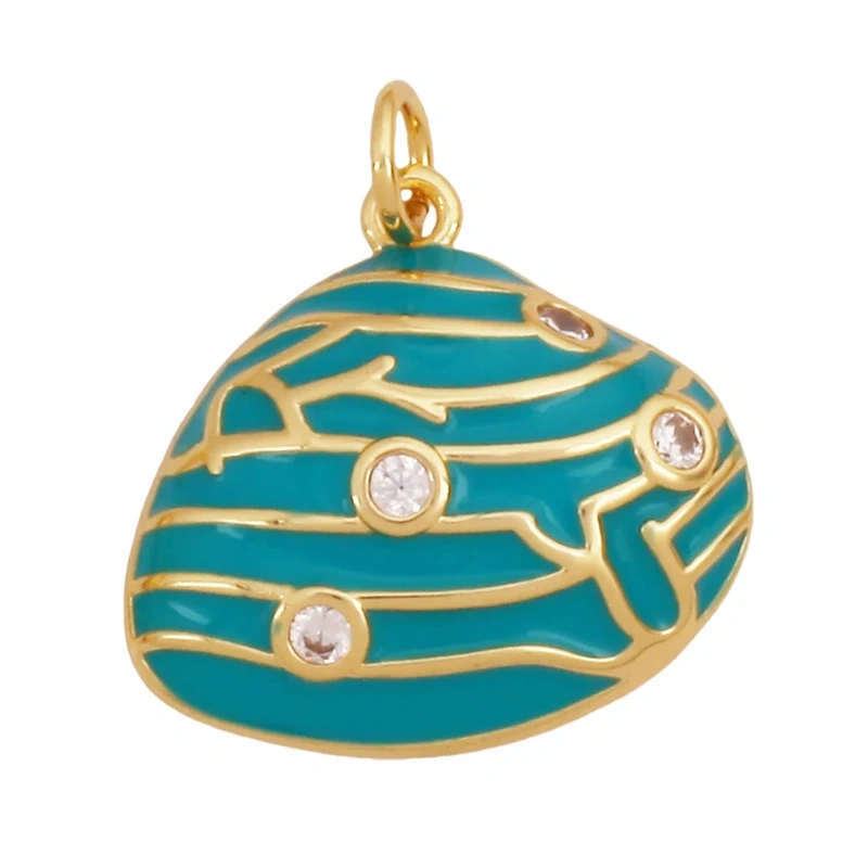 Marine Organism Sea Horse Turtle Fish Conch Shell Starfish Charm Pendant,Real 8K Gold Plated Zircon Jewelry Finding Supplies S05