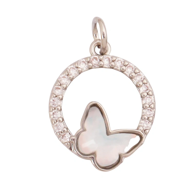 Trendy Crystal Glass Zircon  Butterfly Charm Pendant,Real 18K Gold Plated Necklace Bracelet DIY Craft Jewelry Making Supply S17