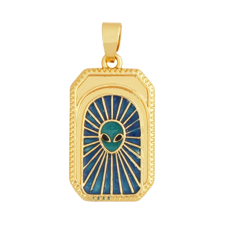 Geometry Enamel Tarot Cards Heart Flower Dolphin Charm Pendant,Real 18K Gold Plated Bracelets Necklaces Jewelry Supplies S11