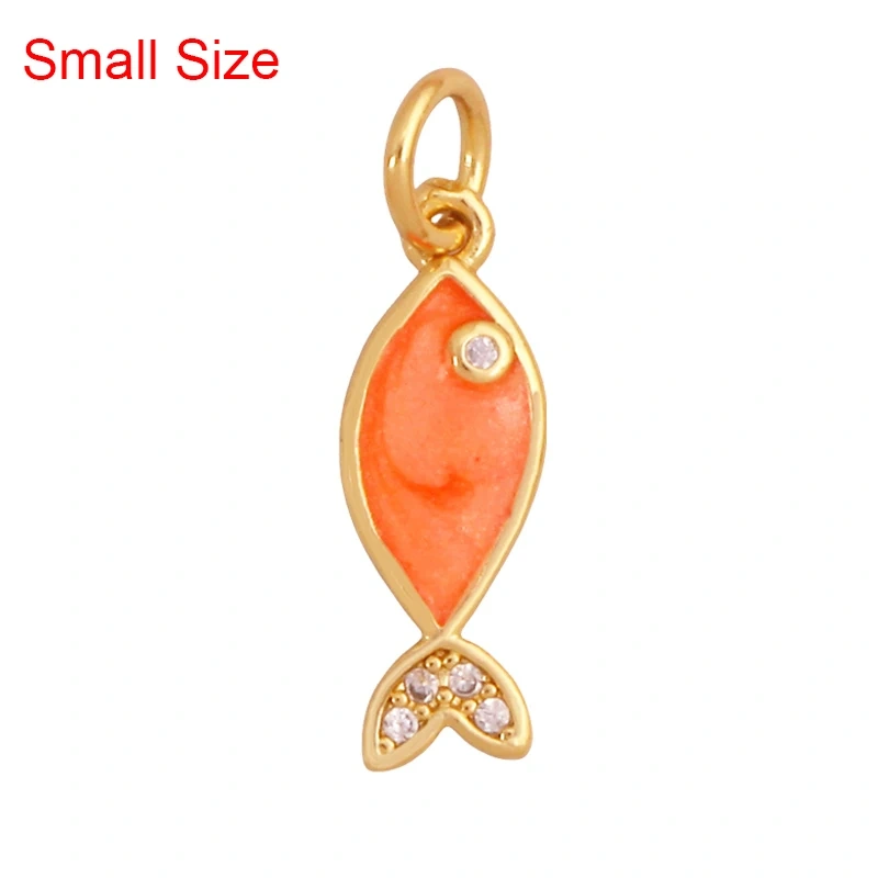 Marine Organism Sea Horse Turtle Fish Conch Shell Starfish Charm Pendant,Real 8K Gold Plated Zircon Jewelry Finding Supplies S05