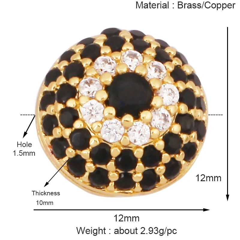 Luxury Pave Micro Zirconia Eye Spherical Geometry Spacor Bead,Real 18K Gold Plated DIY Bracelet Necklace Accessories Supply N15